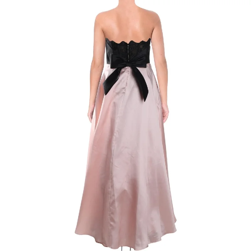 empire waist gown dressesTeeze Me Women's Juniors Back Bow Two Tone Formal Dress Pink-Black Size 3