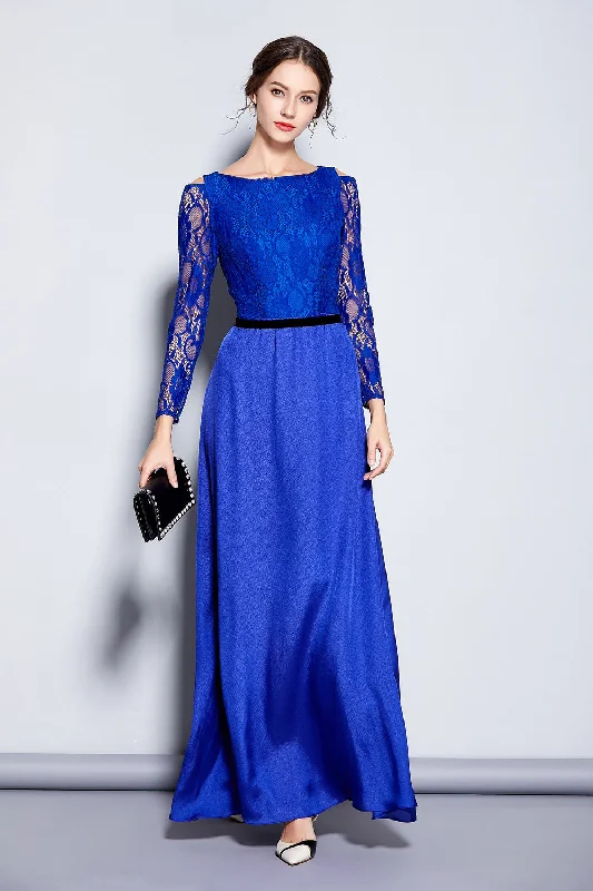 bespoke gown dressesLONG SLEEVE CONTRAST LONG FORMAL DRESS - XL in Clearance