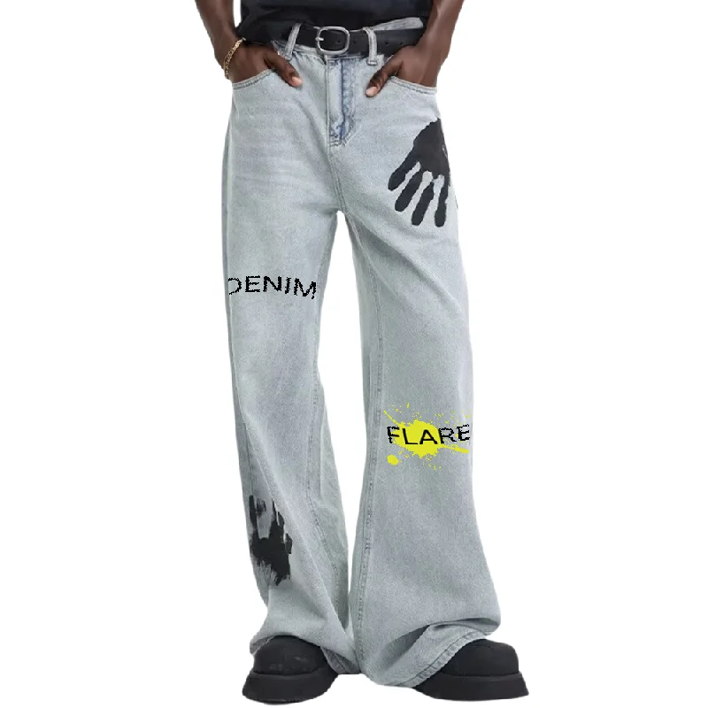 women's denim jeans for winterDF| Palm Print Jeans