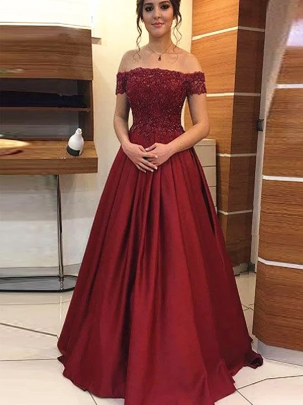 beach party dressesOff Shoulder Beaded Lace Burgundy Long Prom Dresses, Off the Shoulder Burgundy Formal Dresses, Burgundy Lace Evening Dresses