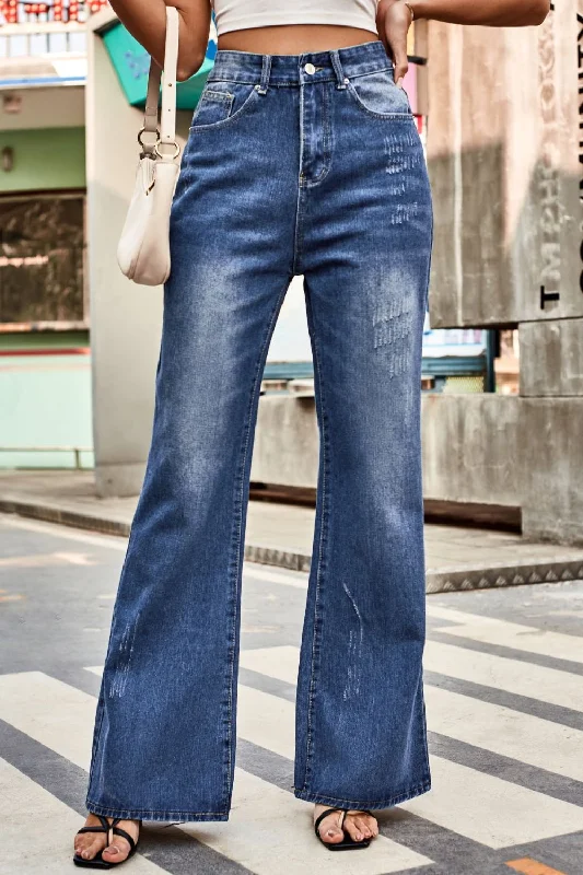 women's skinny denim jeansButtoned Loose Fit Jeans with Pockets