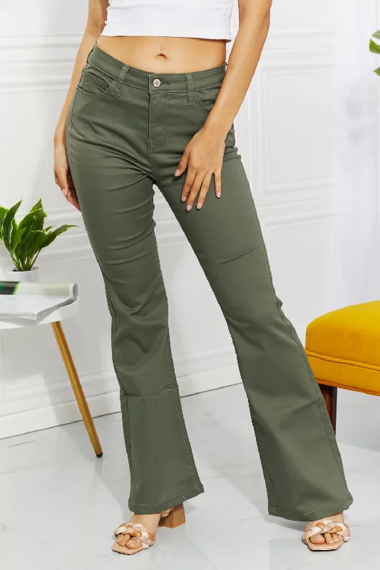 women's denim jeans for a cozy dayZenana Clementine Full Size High-Rise Bootcut Jeans in Olive