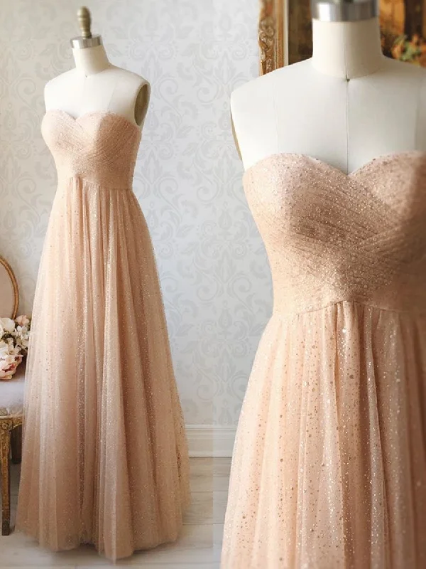 floral party dressesShiny Sequins Strapless Champagne Long Prom Dresses, Champagne Formal Dresses, Sparkly Evening Dresses