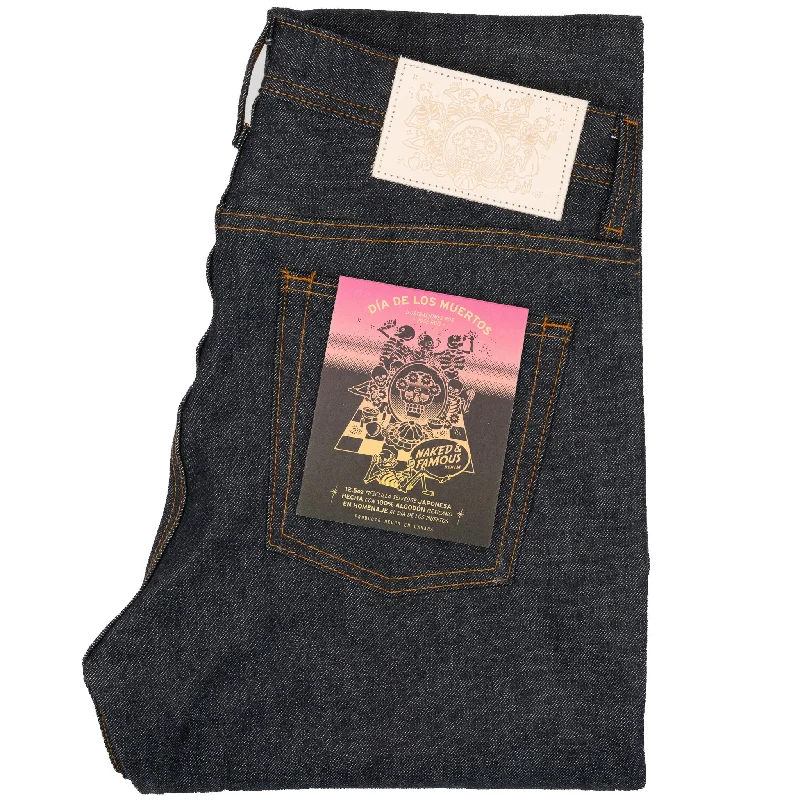 women's denim jeans with button-fly closureWeird Guy - Dia De Los Muertos Selvedge