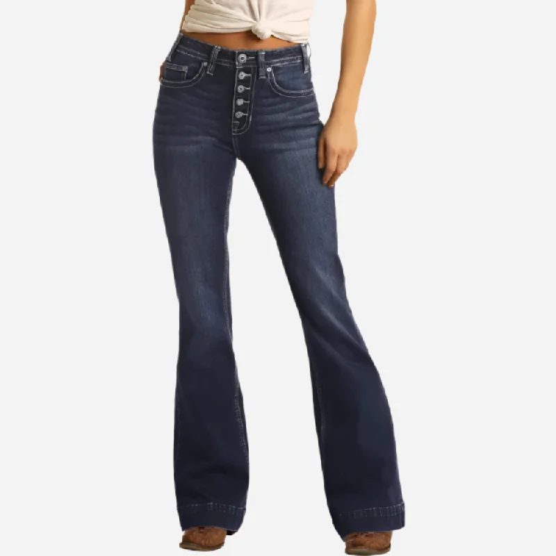 women's denim jeans for springRock and Roll Denim Button Fly Trouser Jeans