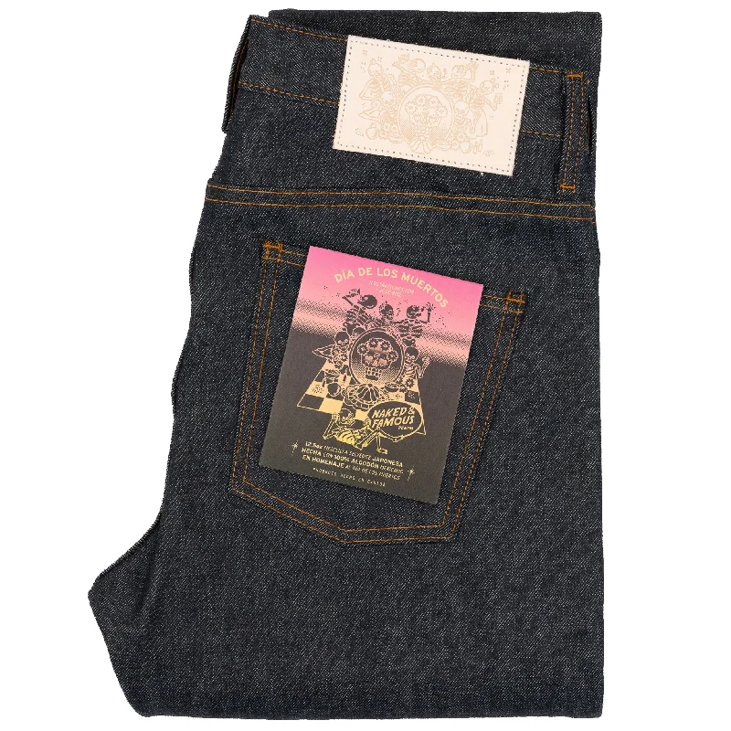 women's denim jeans for business casualSuper Guy - Dia De Los Muertos Selvedge