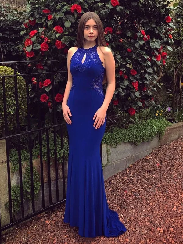 ruffle party dressesElegant Mermaid Lace Royal Blue Long Prom Dresses, Mermaid Lace Formal Dresses, Royal Blue Mermaid Evening Dresses