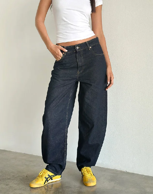 women's denim jeans with adjustable waistbandsHigh Rise Barrel Jean in Indigo