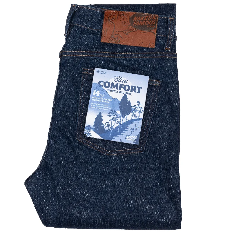 women's denim jeans with geometric patternsStacked Guy - Blue Comfort Stretch Selvedge