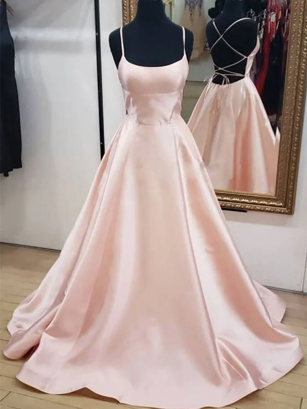 mini party dressesSimple Backless Pink Long Prom Dresses, Pink Formal Graduation Evening Dresses