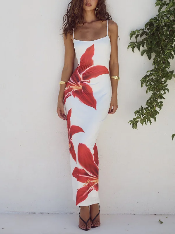 maxi dresses with lace overlaysUnforgettable Abstract Floral Charming Print Maxi Dress