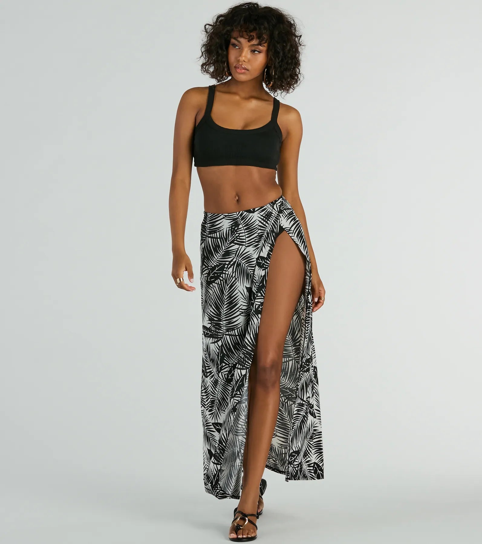 women's stretch skirtsTropical Vibes High Slit Wrap Maxi Skirt