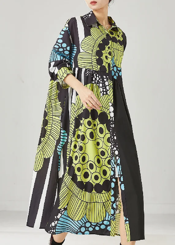 maxi dresses with beltsChic Black Oversized Print Cotton Maxi Dresses Spring