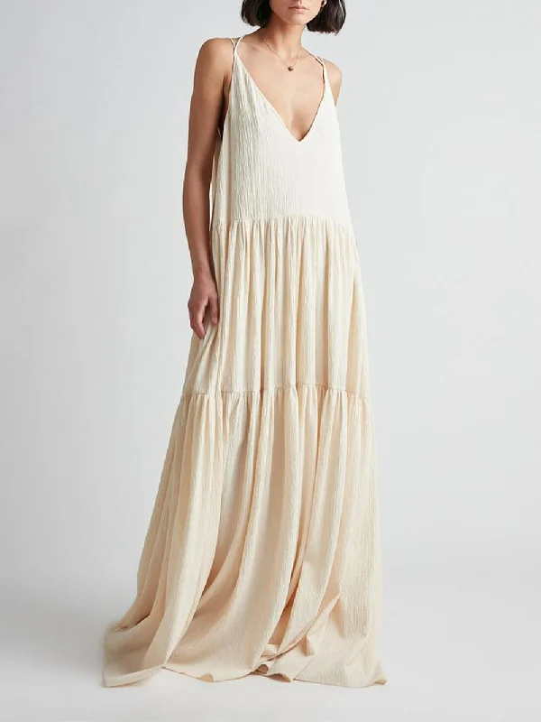 maxi dresses for casual FridaysElegant Resort Deep Charming V-Neckline Strappy Maxi Dress