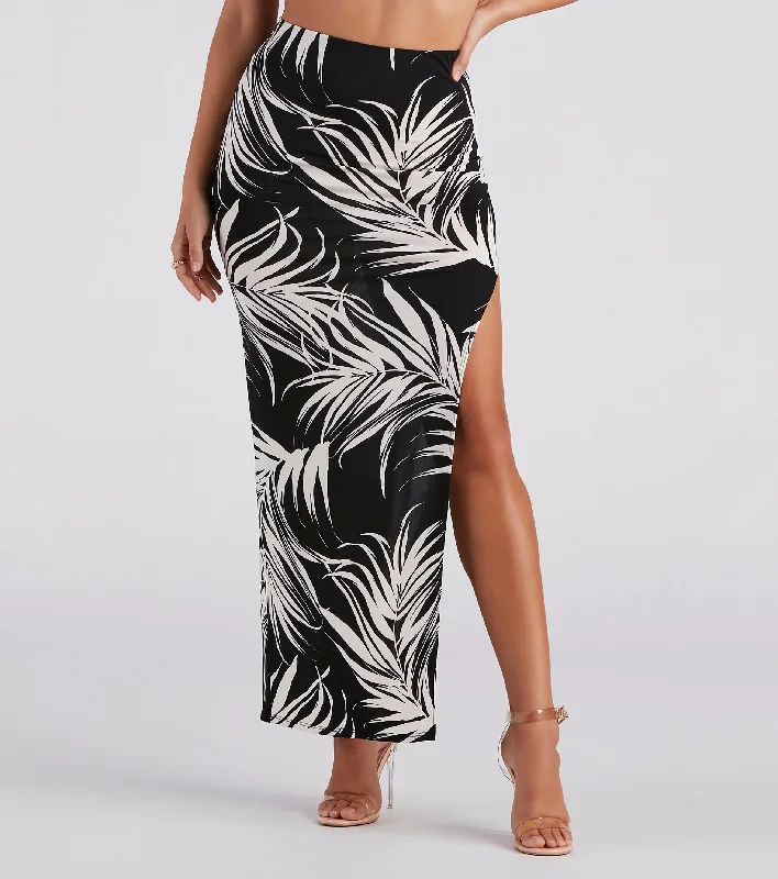 women's floral skirtsIsland Breeze Tropical Print Midi Skirt