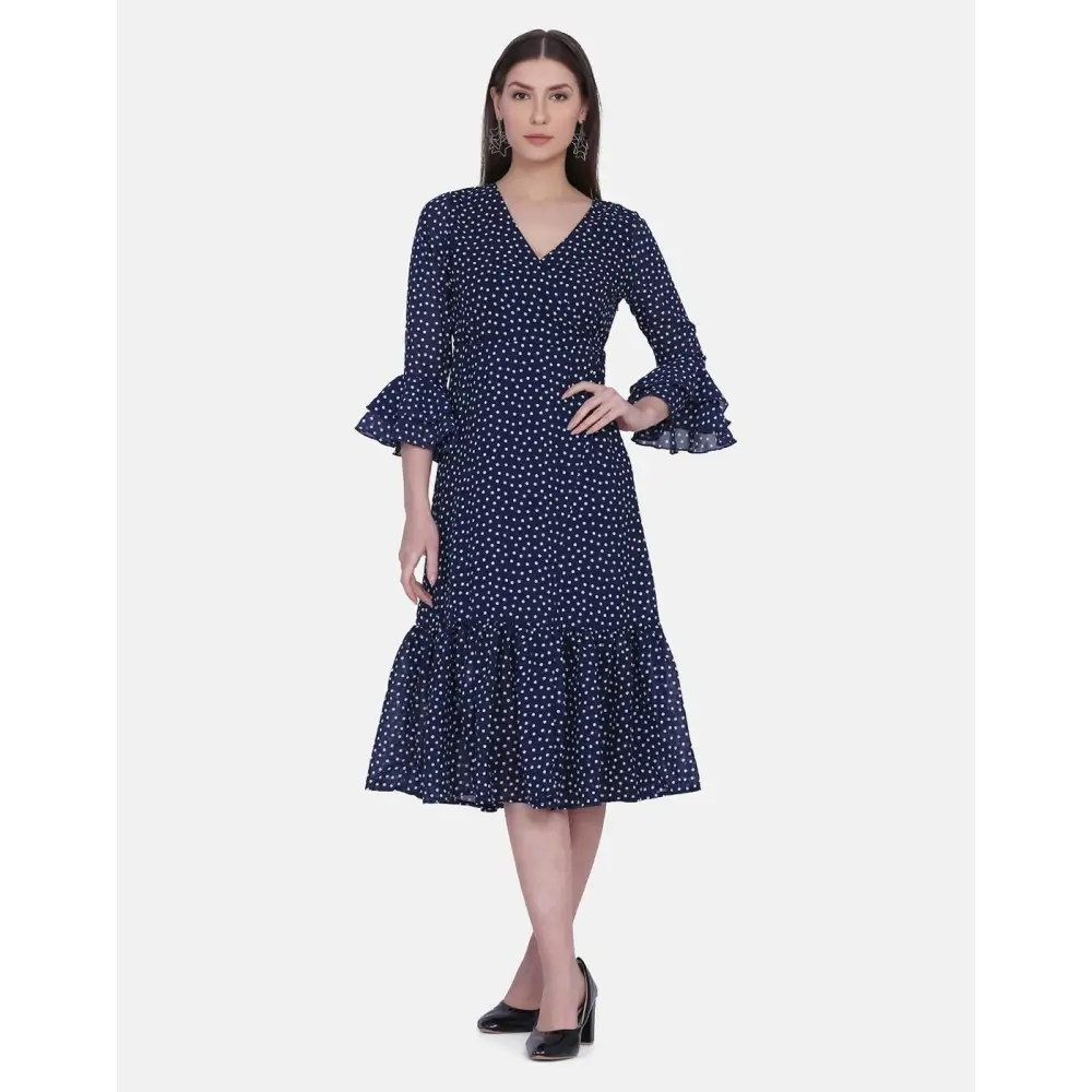 maxi dresses with back pocketssequin midi dressesWomen's Polyester Georgette Polka Print Midi Dress