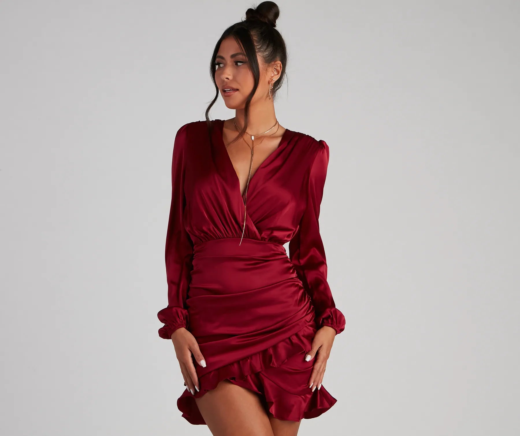 cheap but chic Mimi dresses for fashion-forward looksRuffle Romance Satin Mini Dress