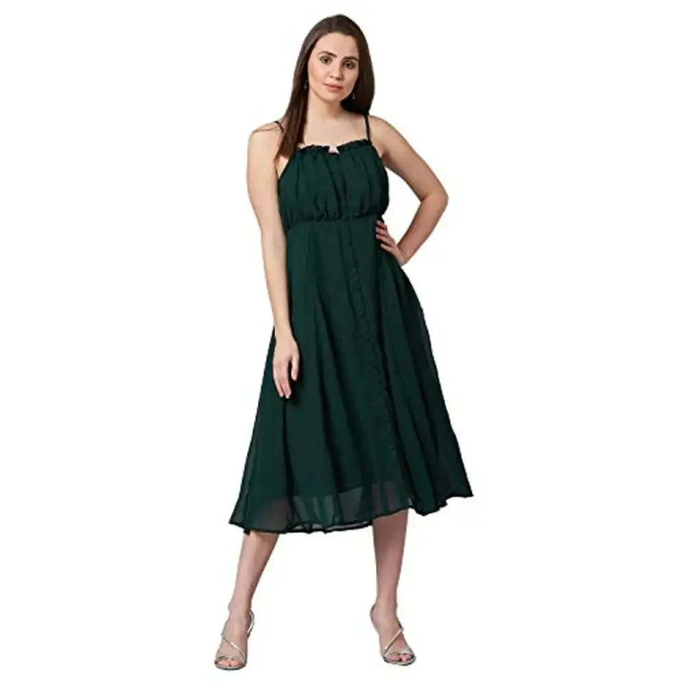 maxi dresses for music festivalsmidi dresses with bow detailsPANIT Women's Empire Georgette Midi Dress (Green)