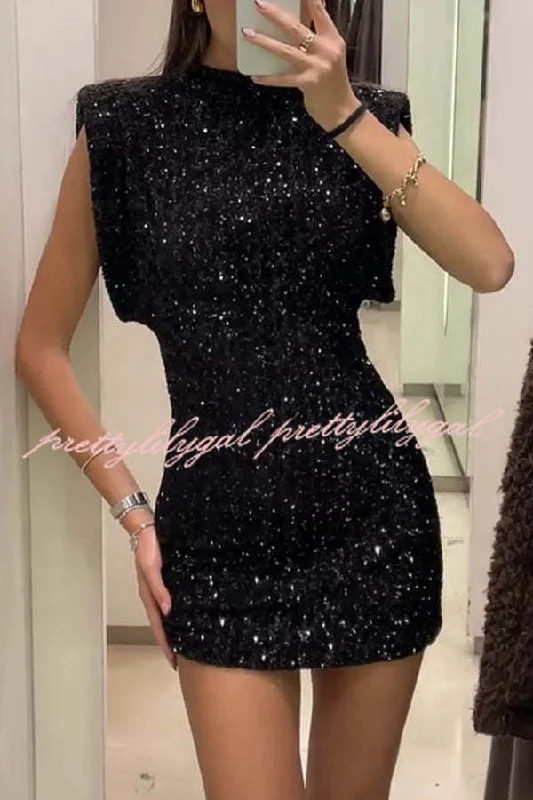 short Mimi dresses for summer festivalsAdorable Sexy Vibes Sequin Wide Sleeve Mini Dress