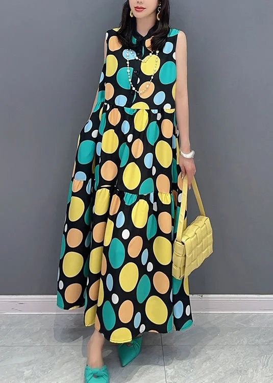 maxi dresses with built-in brasWomen Dot Print Patchwork Maxi Dress Summer