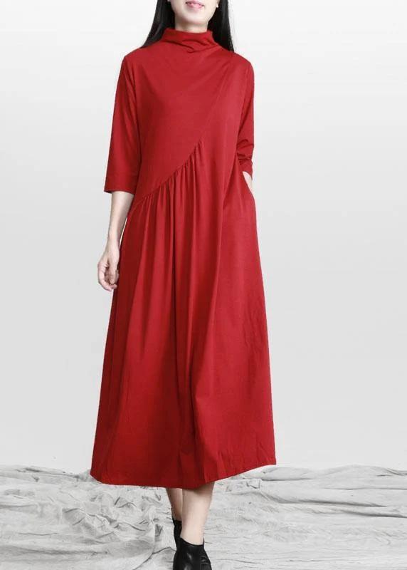 maxi dresses for mother of the groomBeautiful Red Stand Cinched asymmetrical design Maxi Dresses Fall