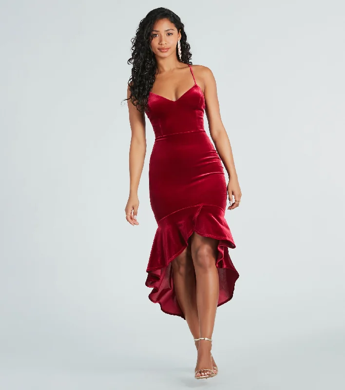 maxi dresses with removable beltsstretchy midi dressesFeeling Sultry Velvet Mermaid Midi Dress