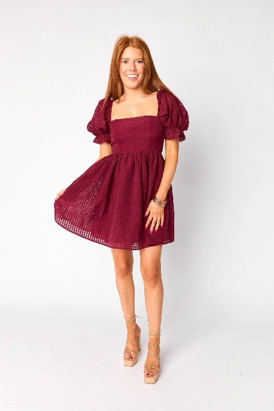 women's Mimi dresses with adjustable strapsFaye Babydoll Mini Dress - Maroon