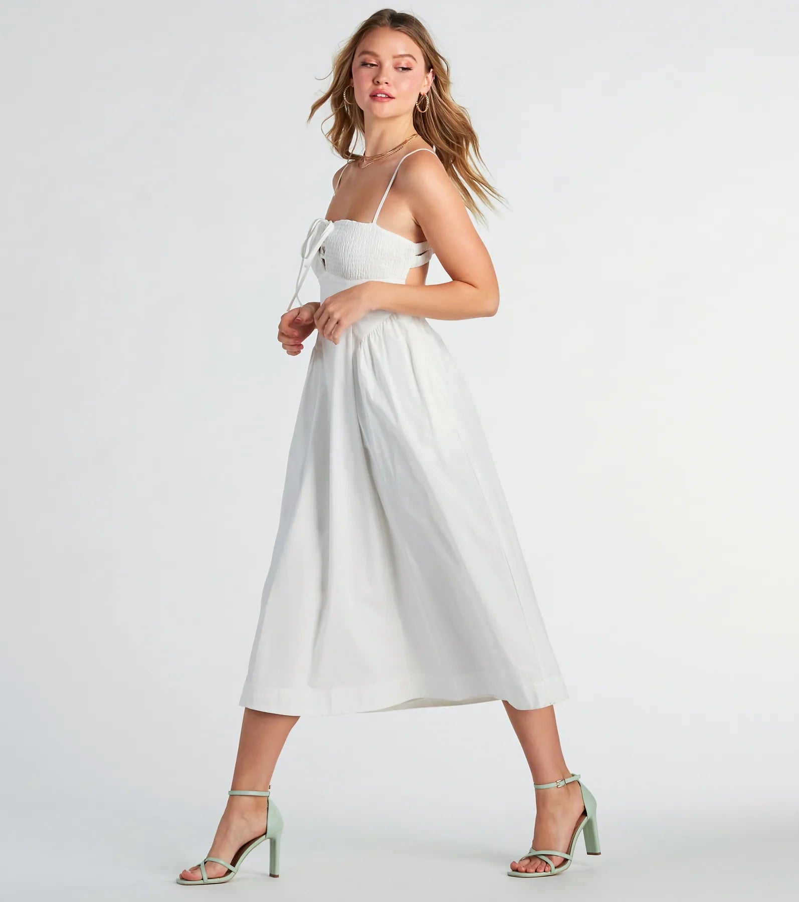 maxi dresses with high slitseveryday midi dressesSweeten Me Up Square Neck Cutout A-Line Midi Dress