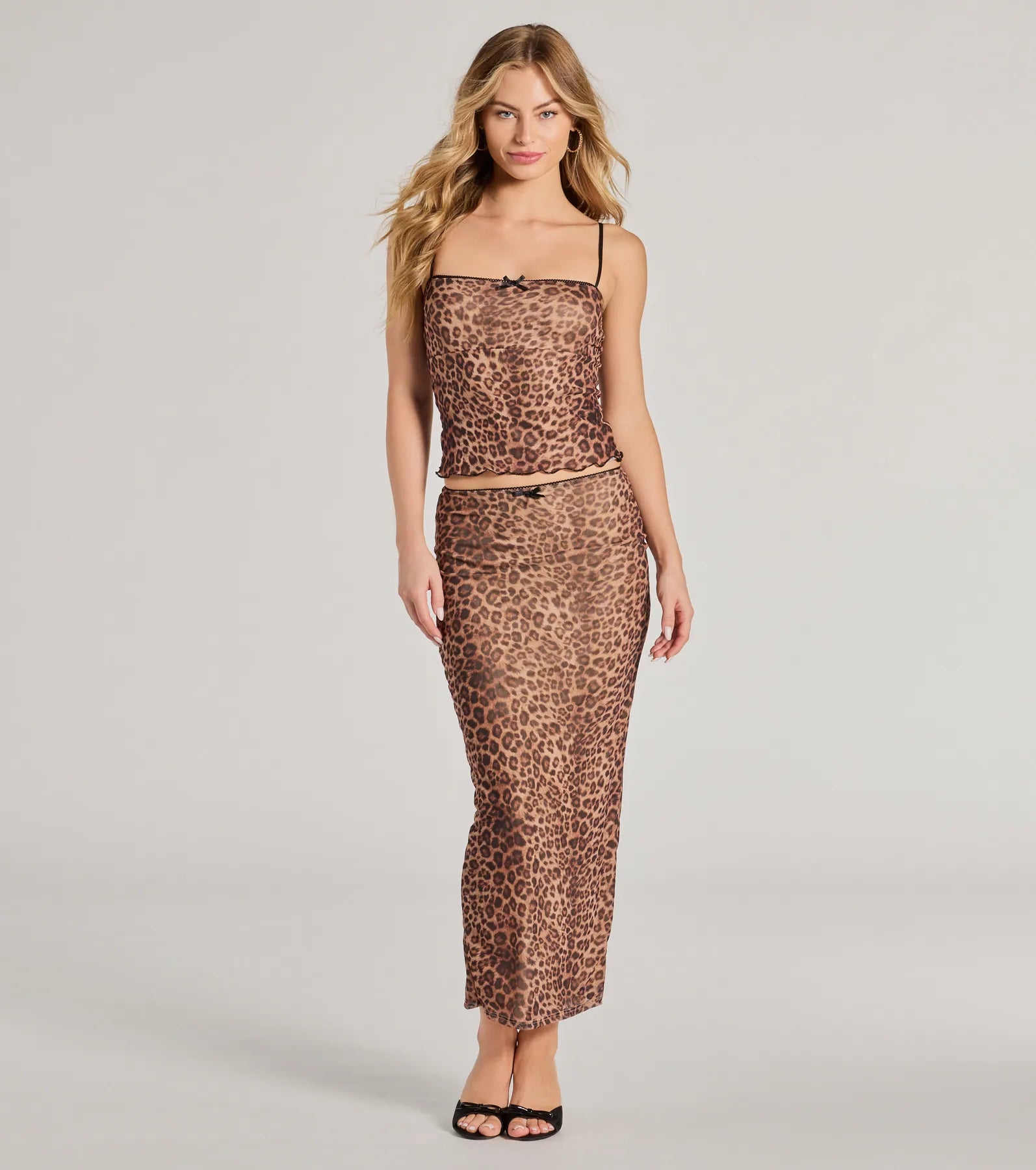 women's bodycon mini skirtsForever Fierce Leopard Print and Bow Maxi Skirt