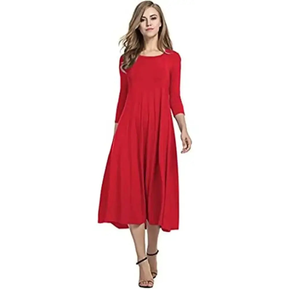 maxi dresses for mother of the groomlace-trimmed midi dressesVaani Creation Women's 3/4 Sleeve A-line and Flare Midi Long Dress