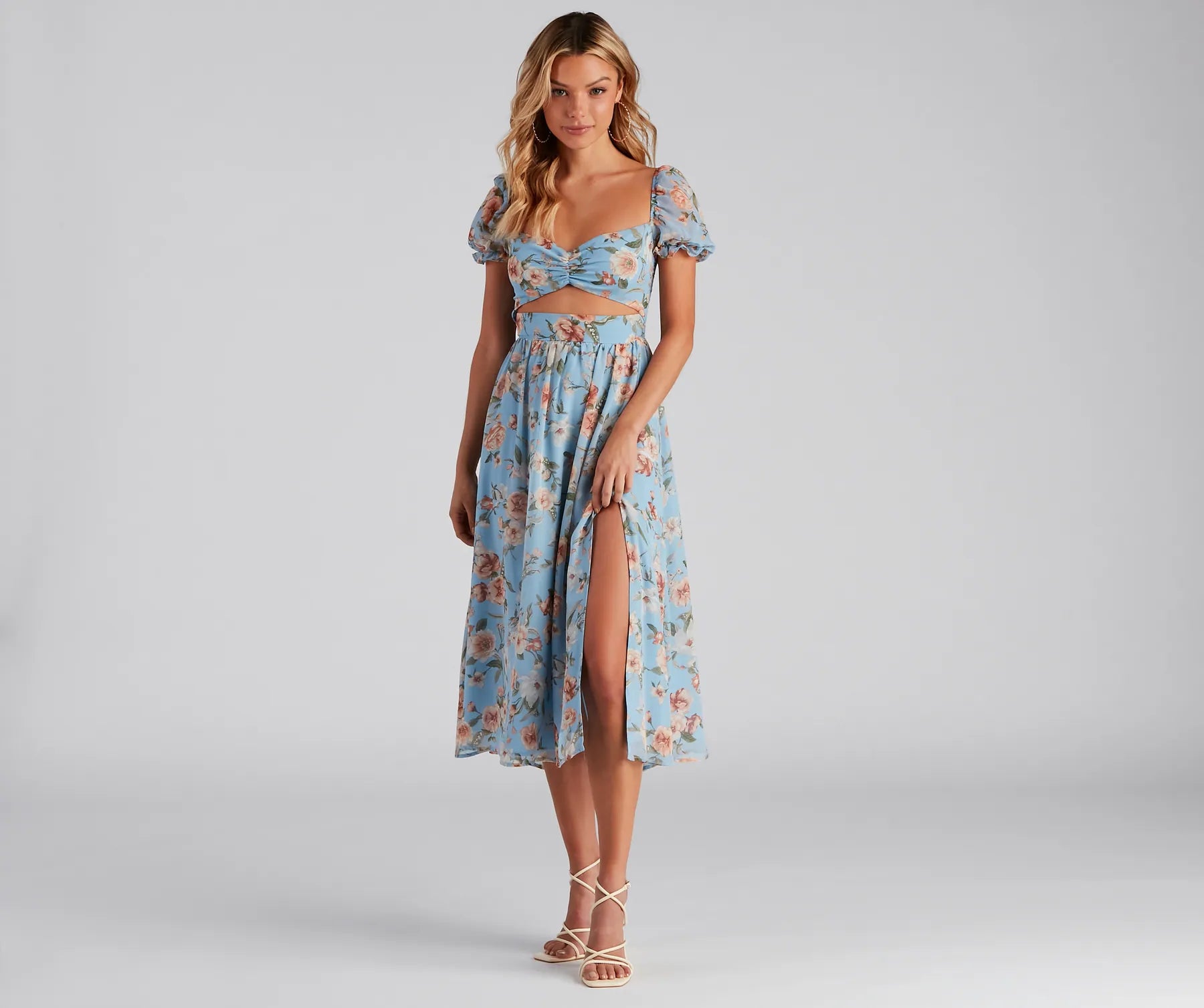 maxi dresses for special occasionsbutton-down midi dressesLife's A Breeze Floral Cutout Midi Dress