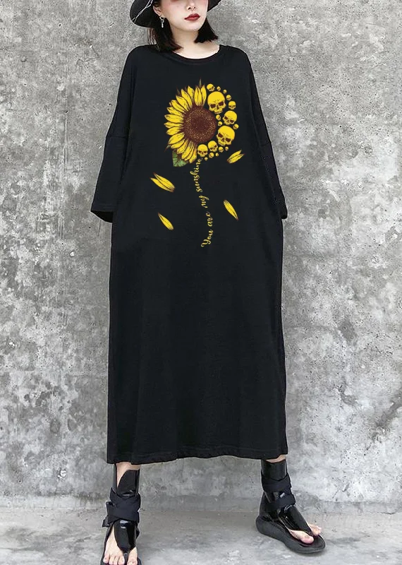 maxi dresses with empire waistsLove Sunflower Black Maxi Dress Street Style Outfits