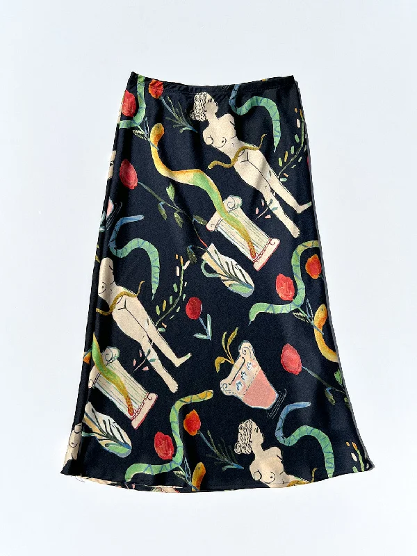 women's low-rise skirtsSandy Midi Skirt - Museo Nero