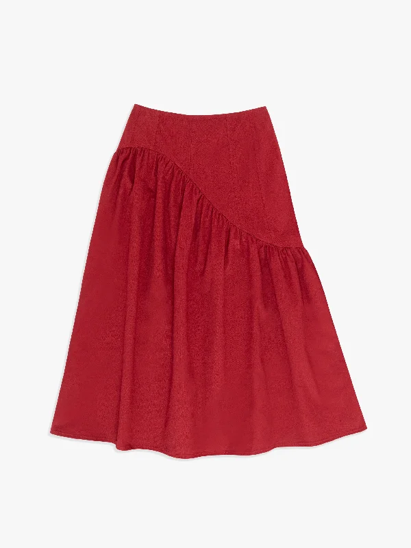 women's tiered skirtsMaeve Midi Skirt - Merlot