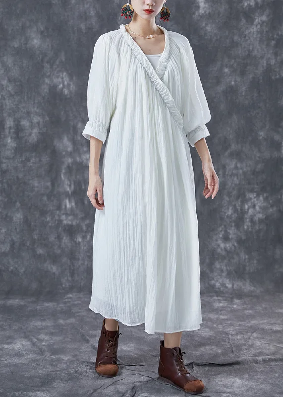 silk maxi dressesWhite Cotton Maxi Dresses Tie Waist Wrinkled Summer