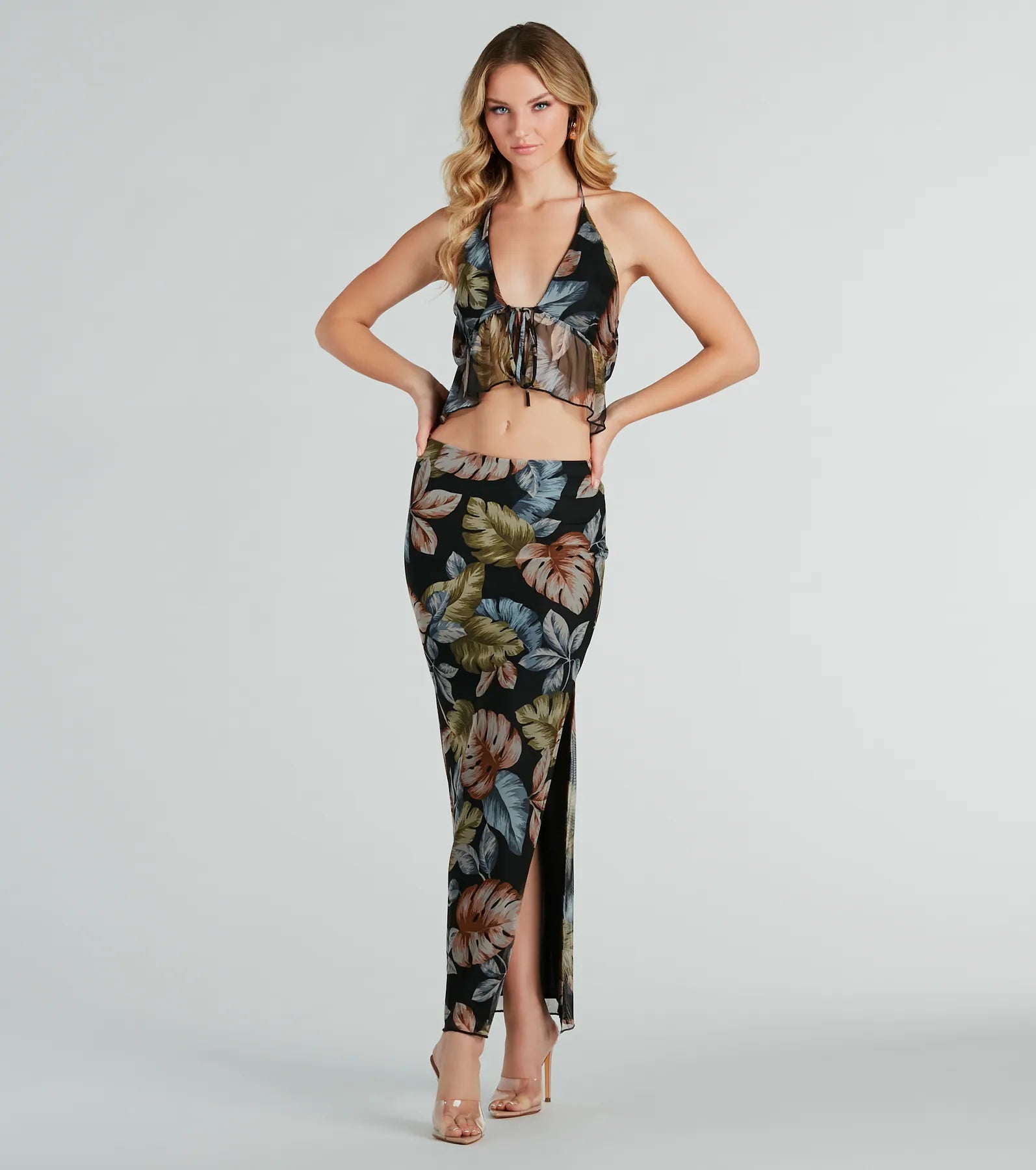 women's work skirtsGorgeous Getaway Tropical Print Maxi Skirt