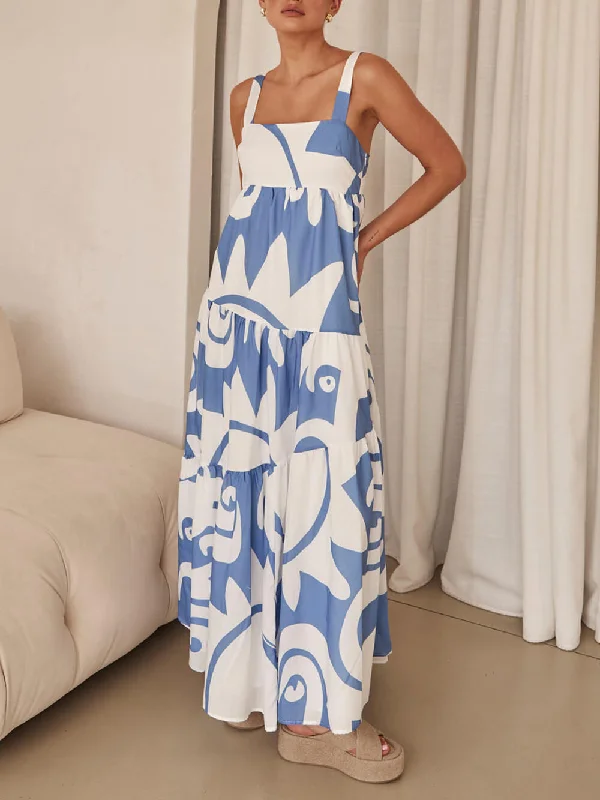 maxi dresses for weddingsBohemian Geometric Stylish Print Maxi Dress