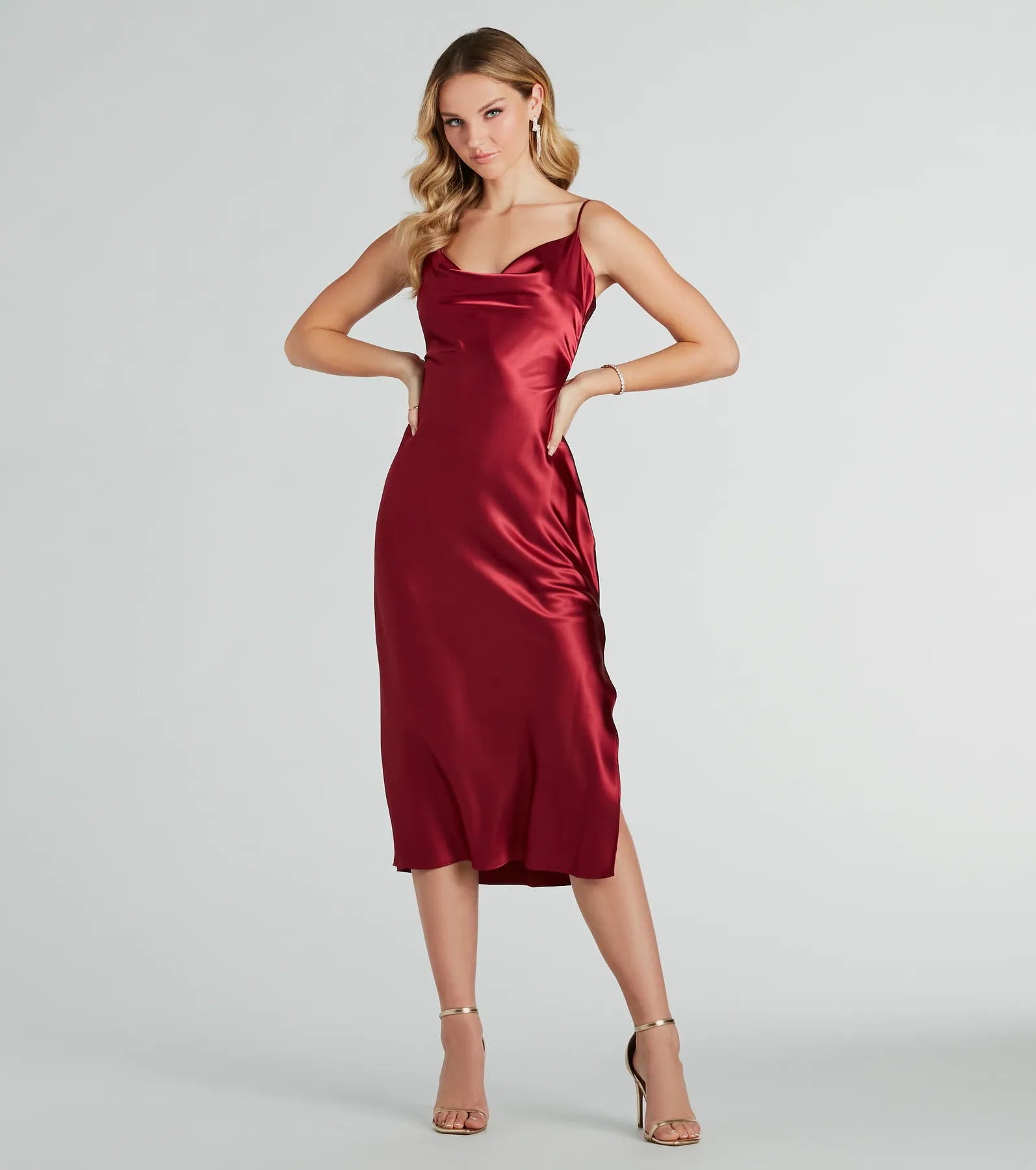 chiffon maxi dressesmidi dresses without sleevesAll The Elegance Satin Slip Midi Dress