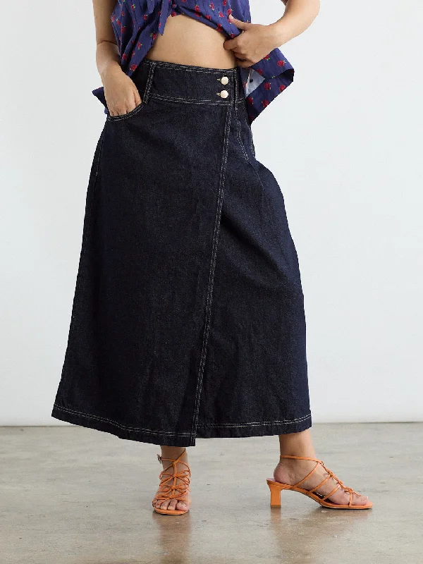 women's velvet skirtsRaye Denim Skirt - Dark Indigo