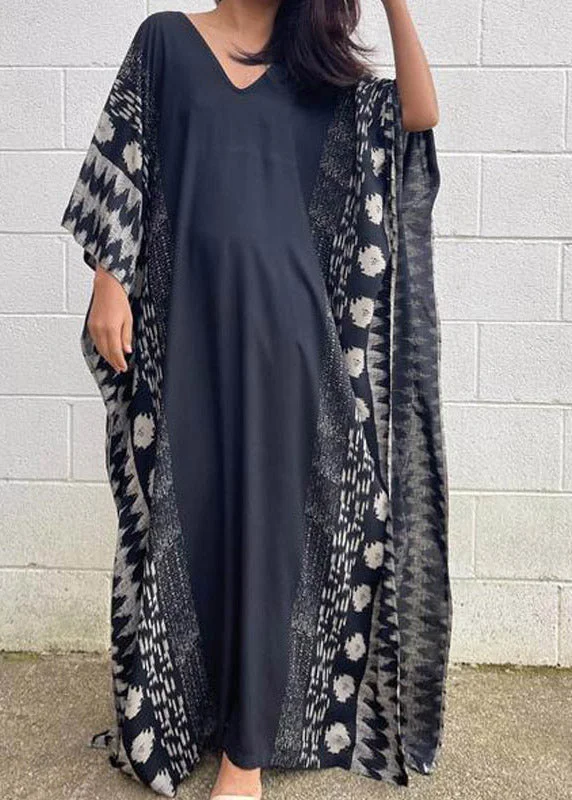 maxi dresses for beachBlack V Neck Maxi Holiday Dresses Summer