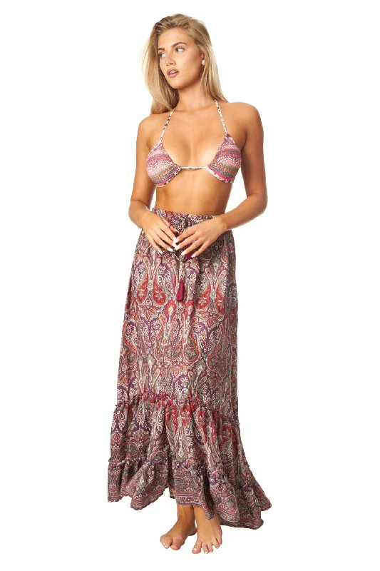 women's figure-flattering business skirtsBoho Positano Inspired Floral Maxi Skirt