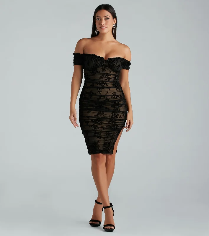 maxi dresses for layeringmidi dresses with keyhole backsStep Up The Romance Flocked Mesh Midi Dress