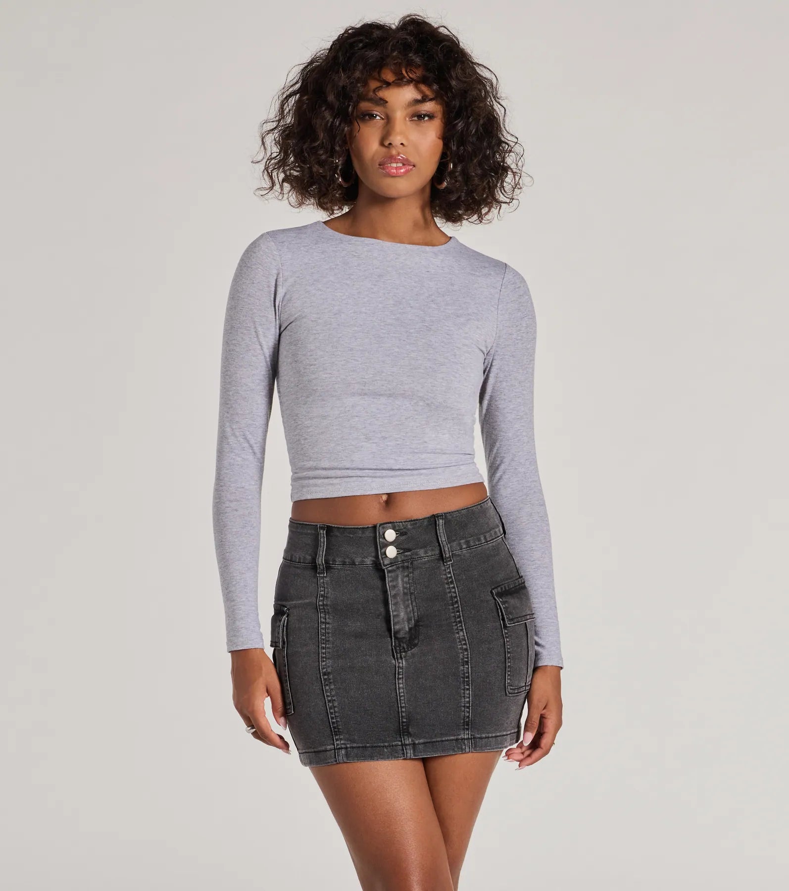 women's knitted skirtsCasual Cool Girl Cargo Denim Mini Skirt