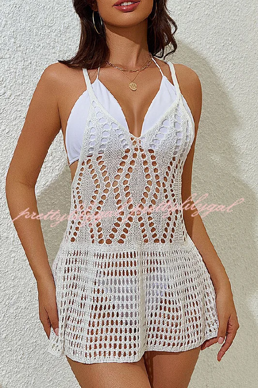 romantic maxi Mimi dresses for date nightsSexy Backless Camisole Knitted Beach Cover Up Mini Dress