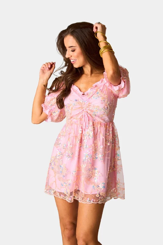 affordable and stylish Mimi dresses for budget-conscious shoppersColby Puff Sleeve Mini Dress - Peaches N Cream