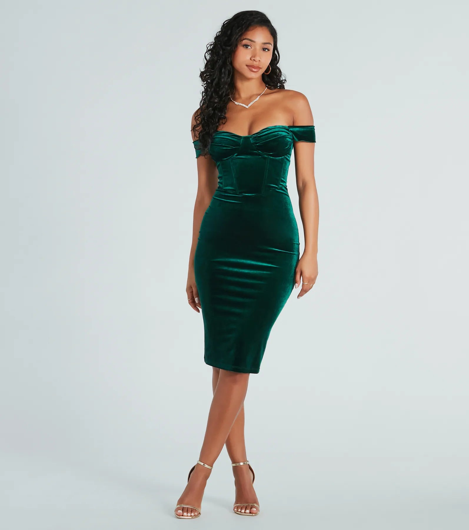 maxi dresses with high necklinestulle midi dressesLuxe State Of Mind Velvet Corset Midi Dress