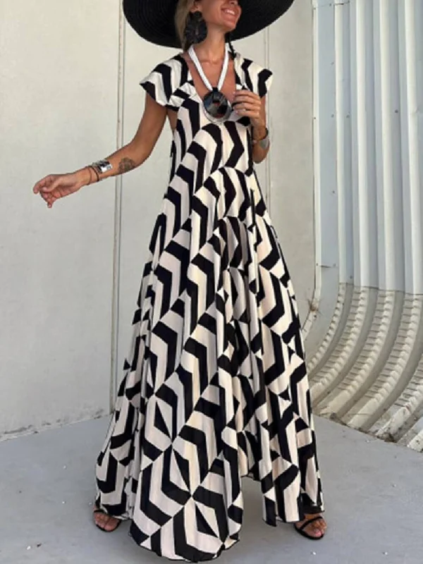 maxi dresses for all seasons and occasionsFresh Unique Ethnic Print Graceful Ruffle Sleeve A-line Maxi Dress