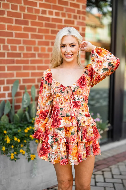 retro floral Mimi dresses for vintage vibesJodi Ruffle Mini Dress - Harvest