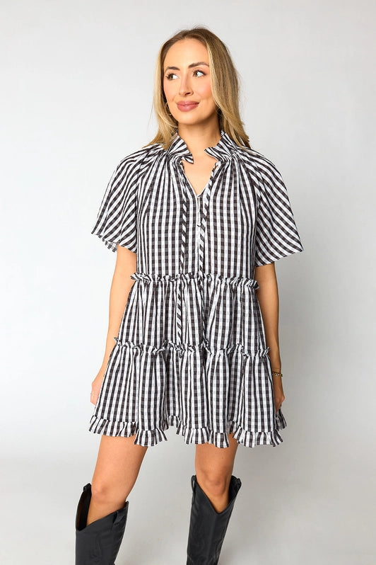 trendy Mimi dresses for InstagramLakin Swing Mini Dress - Black Check