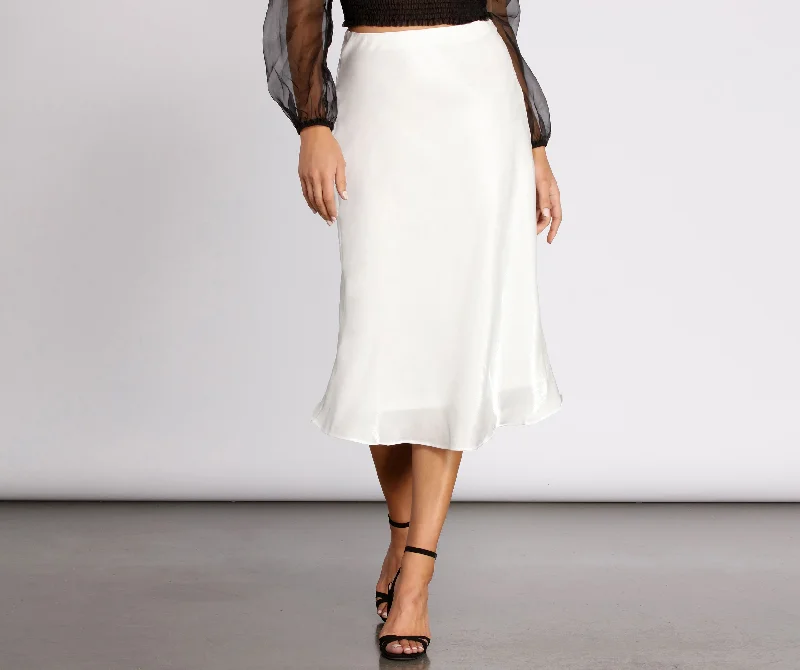 women's dressy skirtsShimmer Satin Midi Skirt